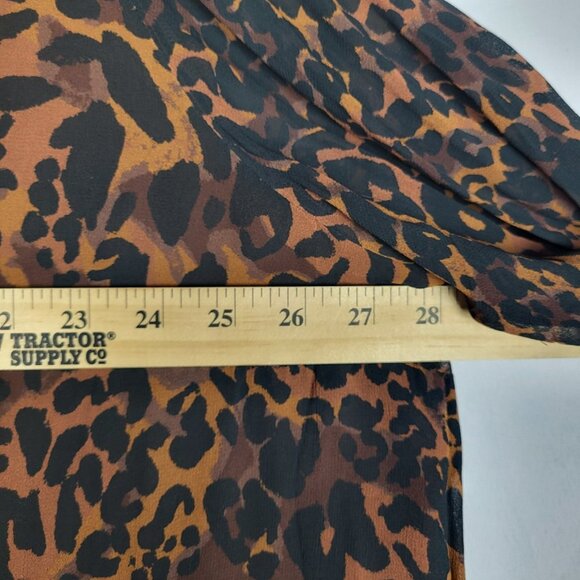 Maeve Anthropologie Animal Print Blouse Top Women's 1X Brown Black Flared Sleeve - Picture 11 of 16